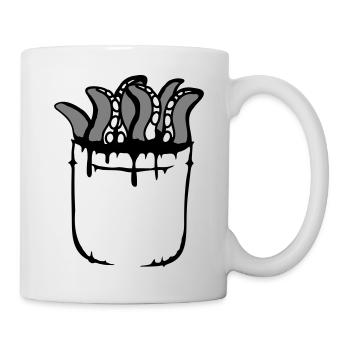 Tentacle Chest Pocket Octopus Monster Shirt Bag - Mug - white - Right