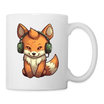 A cute fox playing video games - Mug - white - Right