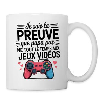 Ich bin der Beweis dafür, dass Papa nicht die ganze Zeit spielt - Tasse - Weiß - Rechts
