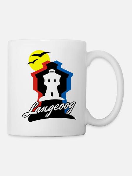 Langeoog Style mit Wasserturm - Tasse - Weiß