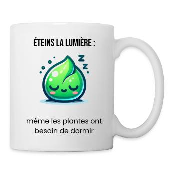 Eco-friendly Kawaii Plant T-shirt - Turn off the light - Mug - white - Right