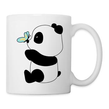 Panda & Butterfly – Sanfte Begegnung - Tasse - Weiß - Rechts