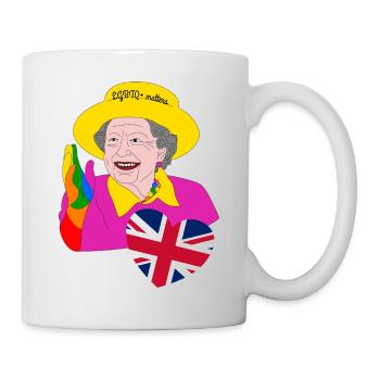 Reine aux couleurs de l’arc-en-ciel avec cœur Union Jack - Mug blanc - blanc - Droite