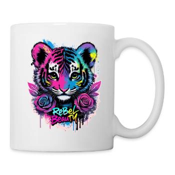 Rebellische Schönheit – Tigerbaby 🐯 - Tasse - Weiß - Rechts