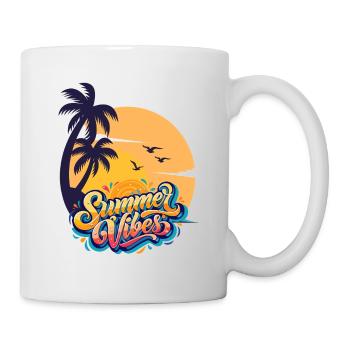 Summer Vibes – Chemise coucher de soleil avec palmiers et fée rétro - Mug blanc - blanc - Droite