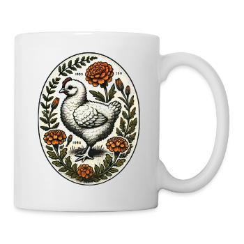 Vintage Huhn – Rustikaler Bauernhof im Landhausstil - Tasse - Weiß - Rechts