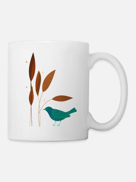 Vögel und Pflanzen - Tasse - Weiß