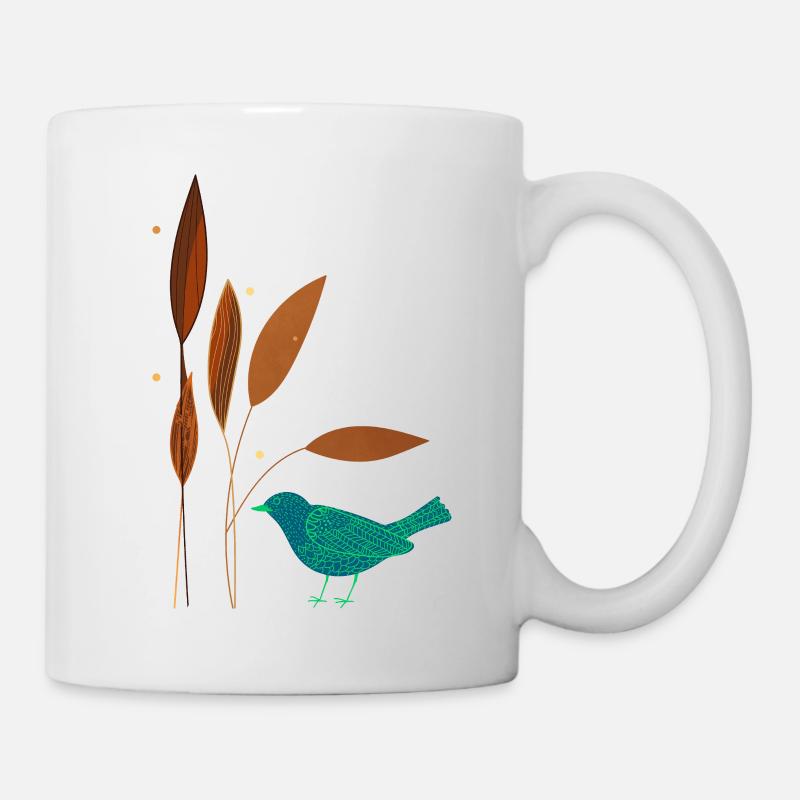 Vögel und Pflanzen - Tasse - Weiß