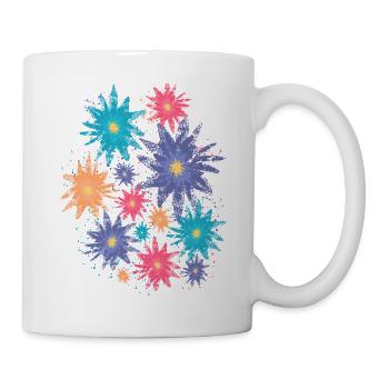 Bunte Blüten (Used) 02 - Tasse - Weiß - Rechts