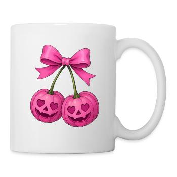 Rosa Kirschkürbisse, Halloween Kürbiskirschen - Tasse - Weiß - Rechts