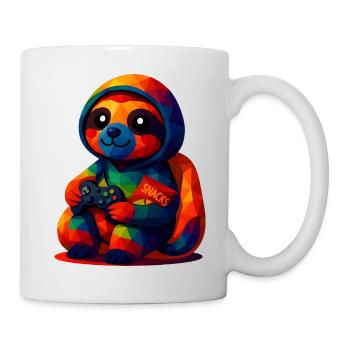 WPAP Polygon Kawaii Style Animal Bébé Paresseux Sweat à capuche - Mug blanc - blanc - Droite