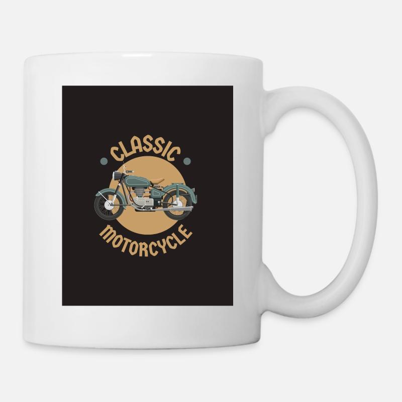 Classic Vintage Motorcycle Illustration - Mug - white