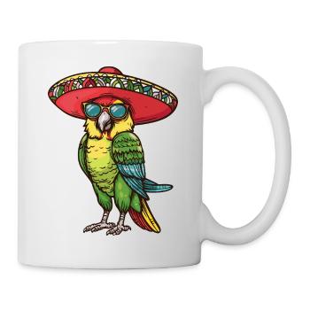 Perroquet Bande Dessinée Drôle Sombrero - Mug blanc - blanc - Droite