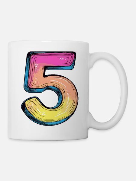 5 Zahl Comic - Tasse - Weiß