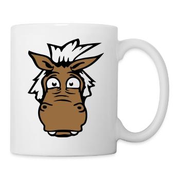 Pferd Ängstlich Komisch Lustige Grimasse Cartoon - Tasse - Weiß - Rechts