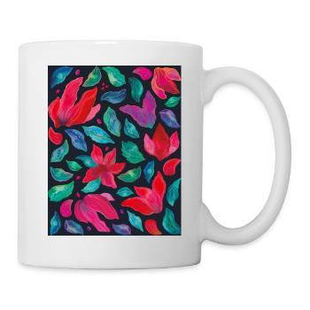 Fleurs vibrantes sur fond sombre - Mug blanc - blanc - Droite
