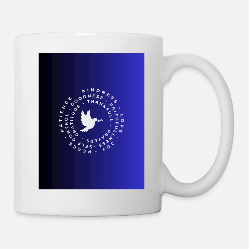 Taubendesign mit Worten der Liebe und Dankbarkeit - Tasse - Weiß