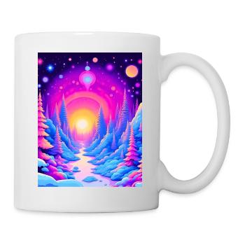 "Cosmic Forest Dreams – Neon Sunset Voyage" - Mug - white - Right