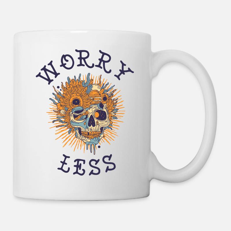 Memento Mori Totenkopf Sunburst Design - Tasse - Weiß