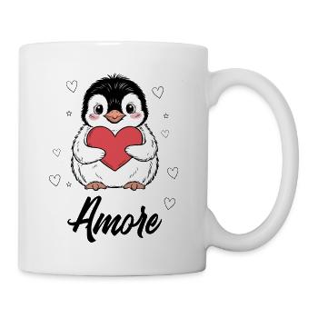 Süßer Pinguin mit Herz - Tasse - Weiß - Rechts
