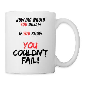 Motivierende YOU Botschaft auf Schwarz - Tasse - Weiß - Rechts