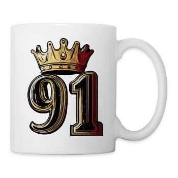 91 Zahl Krone - Tasse - Weiß - Rechts