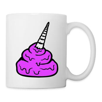 Pferd Einhorn Horn Kacke Scheiße Lustig Kot Haufen - Tasse - Weiß - Rechts