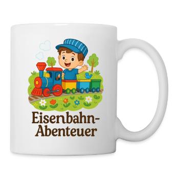 Eisenbahn Abenteuer Kindermotiv - Tasse - Weiß - Rechts