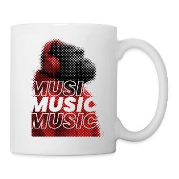 Un gorille avec un casque écoute de la musique rétro - Mug blanc - blanc - Droite