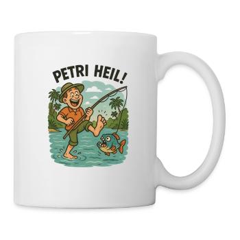 Petri Heil - or the piranha hangs on the toe - Mug - white - Right