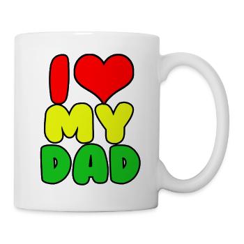 Motif multicolore audacieux « J'aime mon père » - Mug blanc - blanc - Droite