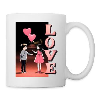 Romantique Nuit Amour Illustration - Mug blanc - blanc - Droite