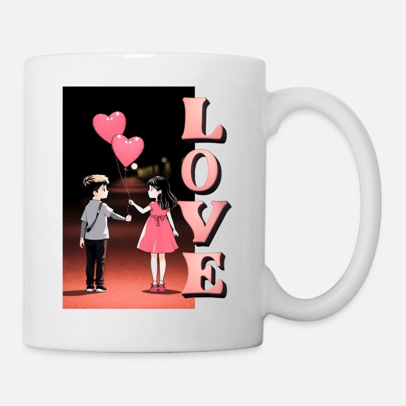 Romantique Nuit Amour Illustration - Mug blanc - blanc