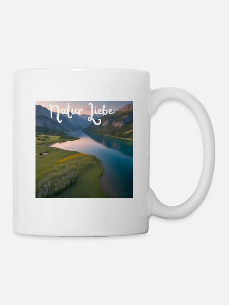 Nature Love Mountain Lake Landscape - Mug - white
