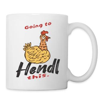 Verspieltes Huhn mit Humor - Tasse - Weiß - Rechts
