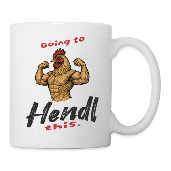Starkes Hähnchen-Motiv für Motivation - Tasse - Weiß - Rechts