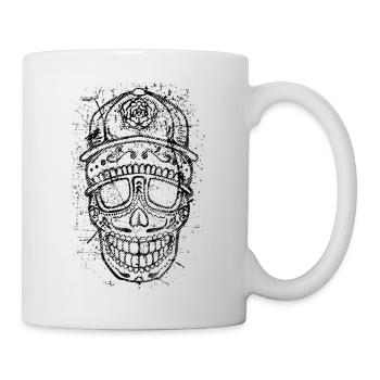 Cool Skull – Bold Distressed Tattoo Style - Mug - white - Right