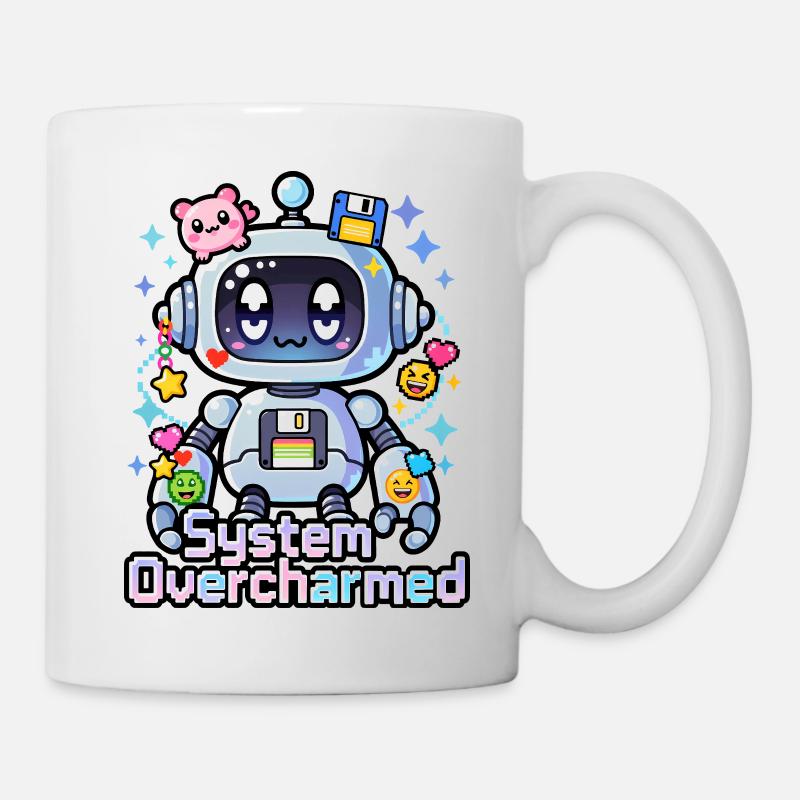 🤖 - System Overcharmed – Roboter mit digitalen Charms - Tasse - Weiß