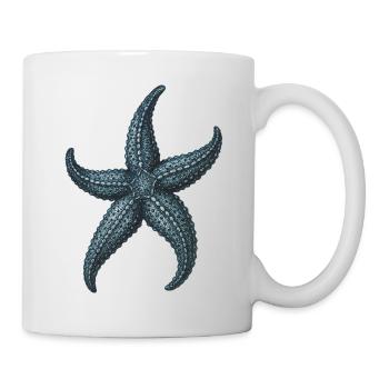 Detailed Blue Starfish Illustration - Mug - white - Right