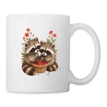 Adorable Raccoons and Berries - Mug - white - Right