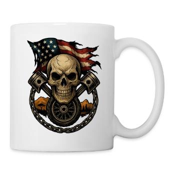 Crâne Patriotique avec Piston et Drapeau US - Mug blanc - blanc - Droite