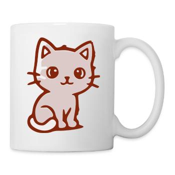 Niedliche Katzenillustration für Kinder - Tasse - Weiß - Rechts