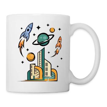 Futuristic city with rockets - Mug - white - Right