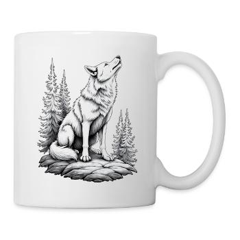 Loup Rock Dessin Croquis Noir Blanc - Mug blanc - blanc - Droite