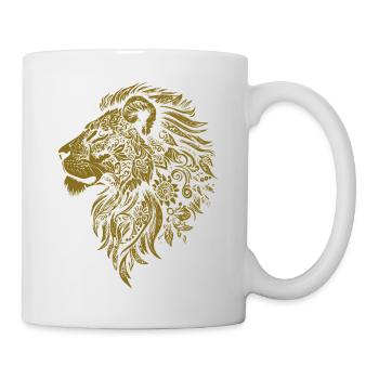 Lion Mandala Face Lion Head Tribal - Mug - white - Right