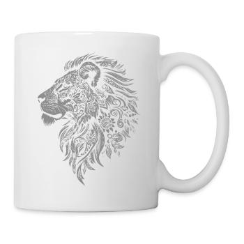 Refined lion head with floral decoration - Mug - white - Right