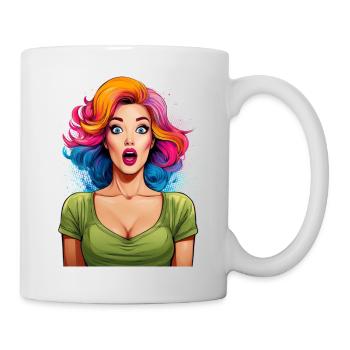 Illustration féminine pop art colorée - Mug blanc - blanc - Droite