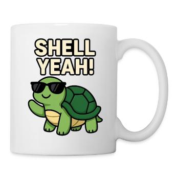 Coole Schildkröte mit Sonnenbrille und fettem Text - Tasse - Weiß - Rechts