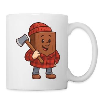 Wooden block with axe Cheerful design - Mug - white - Right