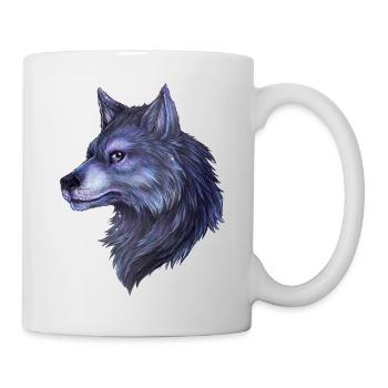 Mystical wolf hand drawn great night motif - Mug - white - Right